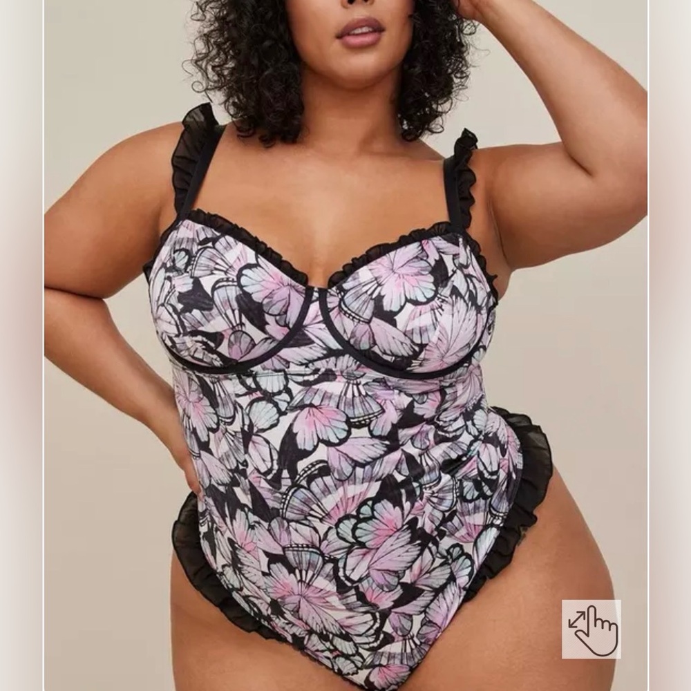 Plus Size 4X Torrid Satin Ruffle Lingerie Bodysuit
